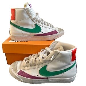 Nike Blazer '77 Vintage Mid White Green Fuchsia Size 8 Womens